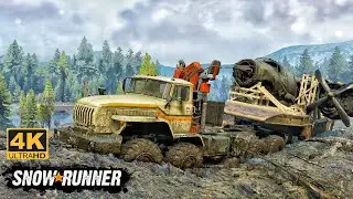 Transporting Plane With Lynx 43202 On Mudding Road In SnowRunner Season 15 #snowrunner #truck