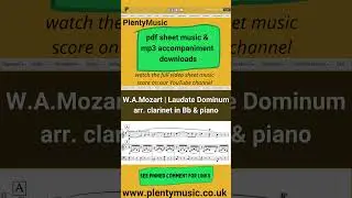 Mozart W.A. | Laudate Dominum arr. clarinet in Bb with piano accompaniment | intermediate level
