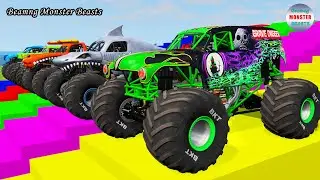 Monster Truck Transport on Triple Flatbed Trailer – BeamNG Monster Beasts #084