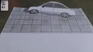 3D car drawing|| Optical illusion 3d art|| How to draw 3d car on paper