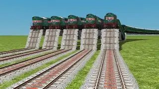 5 Animated Colourful Trains Crossing By Curved Branched Railroad Tracks | S Gaming Videos  