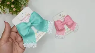 Elegant Ribbon Bow Tutorial | Pearl & Flower Lace Hair Bow Making | DIY Hair Accessories #hairbows 