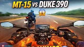 MT-15 vs Duke 390 😱 | Real Highway Drag Race | 129+ Speed POV 🔥