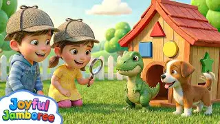 DIY Dog House 🏠🦖 | Learn Shapes with T-Rex & Baby Elephant | Kids Activities