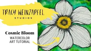 Cosmic Bloom (Beginner Watercolor Art Journal Tutorial)