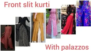 Latest Front Slit Kurti design 2020 / Front Slit Kurti with palazzos / Cotton kurti with palazzos