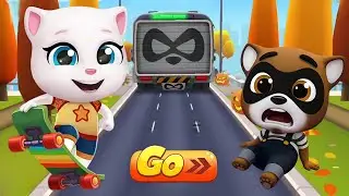 Talking Tom Gold Run - Skater Angela X Raccoon Boss Fight in Fantastic Forces📍Funny Race Competition