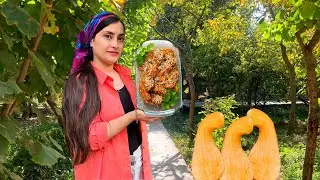 Rural life in Iran | Cooking pumpkins on the fire | An autumn snack