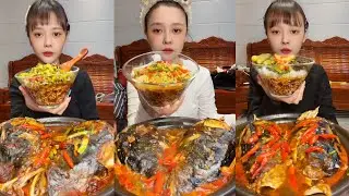 Asmr Eating Fish Fry, Big Fish Head Curry Mukbang | 생선대가리 먹방 | 중국가정식 먹방 | 중국생선먹방|Mukbang Kepala Ikan