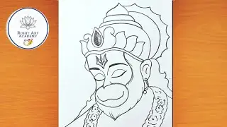 Lord Hanuman Face Sketch Drawing | God Hanuman Ji Face Drawing Step By Step Bajrangbali Ki Drawing