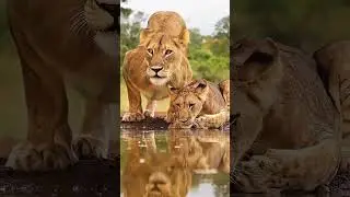 Lion King Drinking Water 👑🦁 | Majestic Moment in the Wild #LION