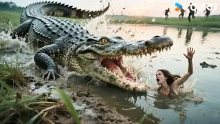 🐊👩💦Injured giant crocodile pounced beauty into water! | Mega Crocodile | YOUKU MONSTER MOVIE