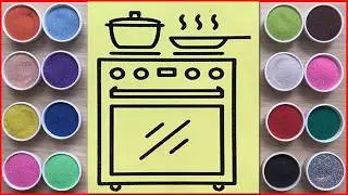 Sand painting kitchen oven, sandwich shopkins and spoon and fork set (Chim Xinh channel)