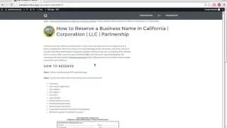 How to Reserve a Business Name in California | Corporation | LLC | Partnership