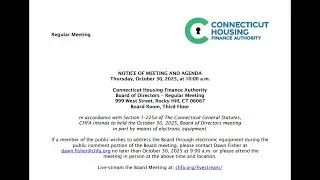 CHFA Board Meeting October 2025