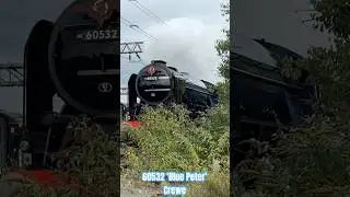 60532 Blue Peter A2 Steam Locomotive Passes through Crewe South Yard - Steam and Tones!