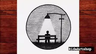 Drawing of a broken boy sitting alone on the bench in the park at night for beginners sad boy #draw