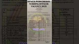 JIPMER PUDUCHERRY #nursingofficer #vacancy #2025