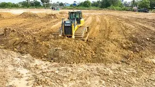 Wow The Best For Team Work DumpTruck HYUNDAI TRAGO Unloading Soil Filling With Dozer SHANTUI DH 173C