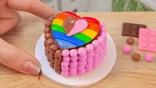 Tiny Rainbow Heart Chocolate Cake Decorating With Pop it Candies 🍰 Oddly Satisfying Mini Cake DIY
