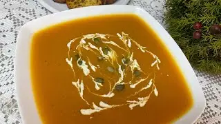 شوربة القرع الاحمر والبطاطا  الحلوة المشوية بمذاق مميز ورائع 🥰