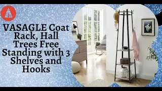 VASAGLE Coat Rack, Hall Trees Free Standing with 3 Shelves and Hooks