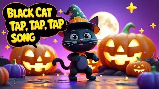 Black Cat Halloween Song for Kids 🎃 Tap Tap Tap Dance | Fun Cartoon Music