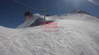 Ponte di Legno, Tonale. Amazing view of the slopes at glacier Presena from the cableway