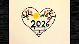 2026 New Year Drawing ❤️✨ | Easy Heart Drawing with Flowers | Step by Step Tutorial