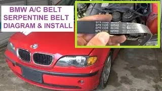 Bmw E46 X3 X5 E39 Serpentine Belt and A/C Belt Install  Belt diagram 323i 325i 328i 330i 525i 530i