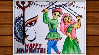 Navratri Special Dandiya Drawing Very Easy Step By Step / Dandiya Drawing / Dandiya Night Drawing