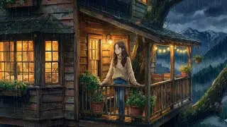 A Rainy Night in a tree house 🌳🏡 | Mountains🏔️ |cozy vibes🌧️#ghiblistyle #ghibli 