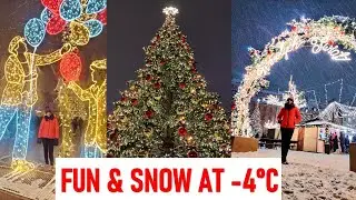 Warsaw Christmas Market on a Snowy Sunday | Poland Snowfall Vlog | Fun in snow | Indians in Poland