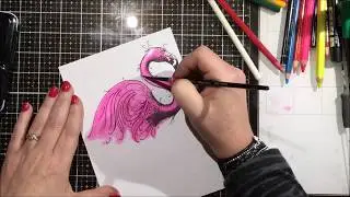 Flamingorgeous..Art Journal Page..Pink ink Desings Stamps