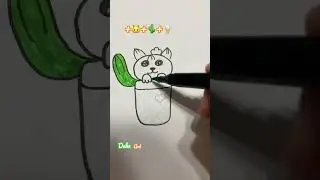 How to combine a cat 🐱 , cactus🌵 with ice cream 🍦 #drawing #shorts #art #cat #icecream #cactus