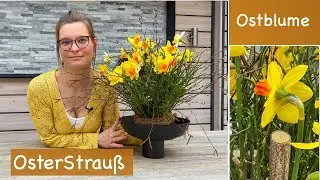 Osterdeko in Gelb: Stehstrauß mit Osterglocken