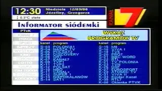 Kanał7 lokalny, kablowy kanał planszowy z 12 marca 2000 - Informator Siódemki