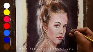 Mixing Realistic Skin Tone With Acrylics | Portrait Painting on Canvas by Debojyoti Boruah