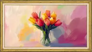 Spring Tulip Bouquet | 2 Hour TV Frame Art Screensaver | Relaxing Floral Painting