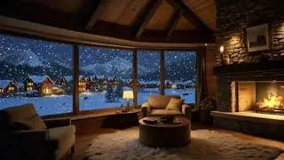 No Ads Fireplace Blizzard ASMR - Snow Storm Sleep Sound With Fireplace Burning For Deep Sleeping