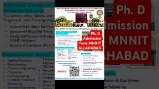 Ph. d Admission form MNNIT 2025 ALLAHABAD #phd #mnnitallahabad #nit #research #doctoralstudent