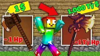 MINI GAME : CUỘC THI SỞ HỮU RÌU MẠNH VIP NHẤT ** NOOB NÂNG CẤP RÌU 1 TỶ ĐÔ MINECRAFT ??