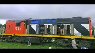 CN 1754,  Another Alco/MLW (RSC-14) comes to life in Hillsborough, New Brunswick, Canada