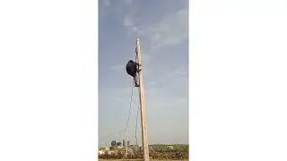 شاهدوا كيف صعد إلى العمود الكهربائي بدون معدات