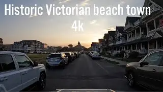 Sunset drive in historic Victorian beach town - Ocean Grove, New Jersey 🇺🇸 (4k)