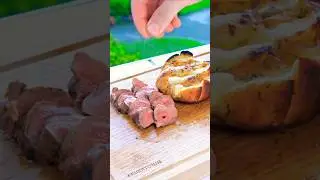 WILD einfach: Zitrone-Knoblauch Reh-Steak vom Feuerkorb #wild #grillen #plancha #outdoorcooking