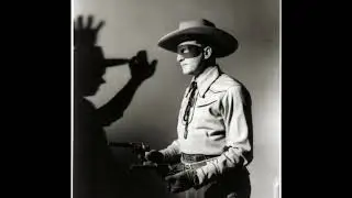 Keep them Up!,The Lone Ranger,Brace Beemer,c1943,shadow of a man
