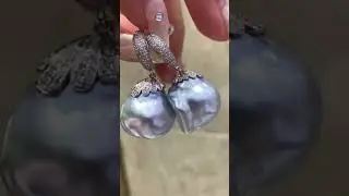 15-16mm Australia keshi pearl earrings in 18k gold & diamonds