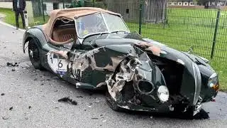 A woman on the phone and not paying attention to the road drove into a 1948 Jaguar XK120