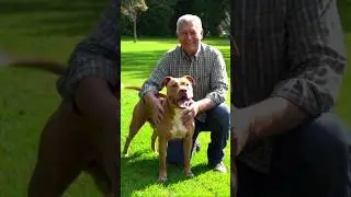 Smiling Man and His Loyal Pitbull Companion #pitbull #cute #ai #animals #shorts